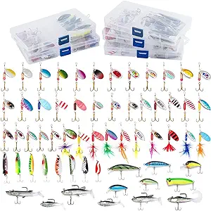 Dr.Fish 60 Pieces Fishing Lures Kit, 5 Box